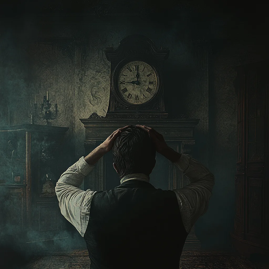 A man with his back turned, at the window of an old Victorian room